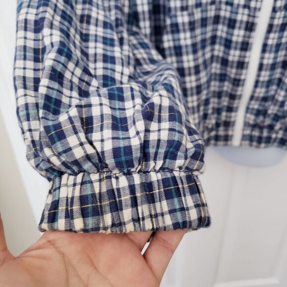 90s Gym Blue Plaid Zip Jacket With Embroidered Logo size large - Picture 8 of 15